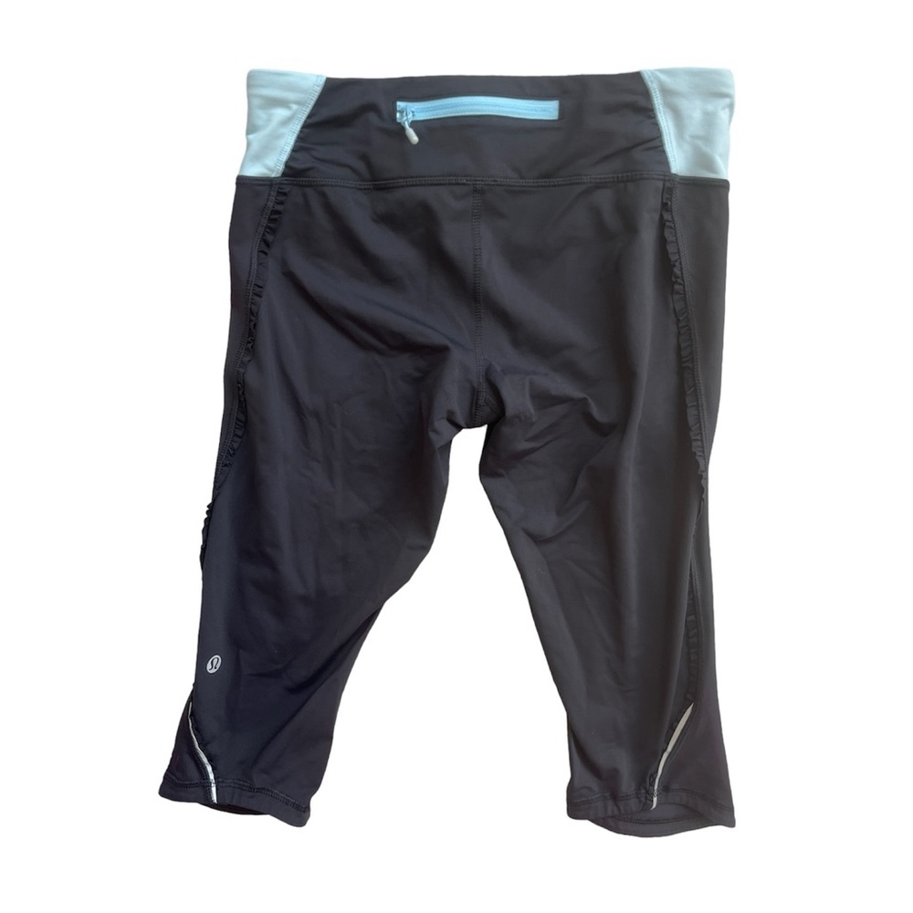 Lululemon athletica Cropped Black Ruffled Side Trim Leggings